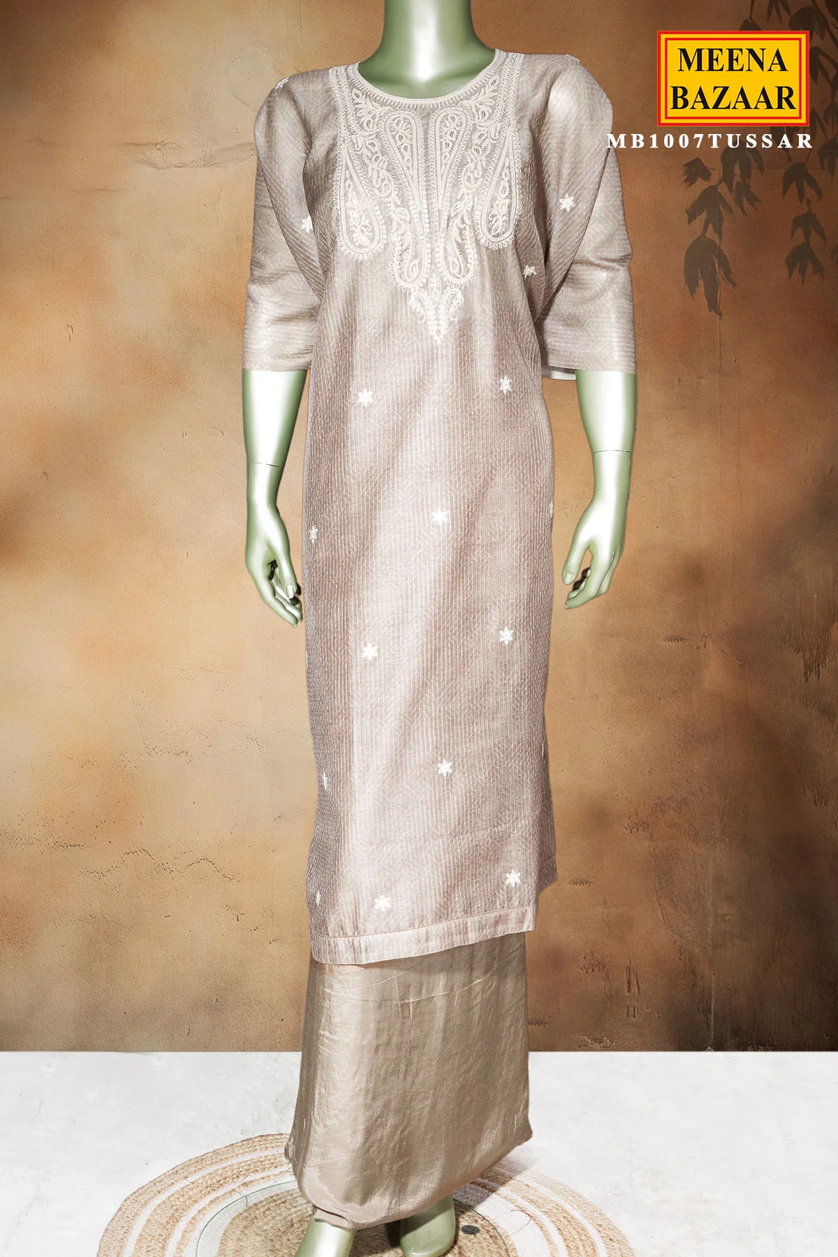 Tussar Kota Fabric Unstitched Suit with Embroidery Work - Image 2