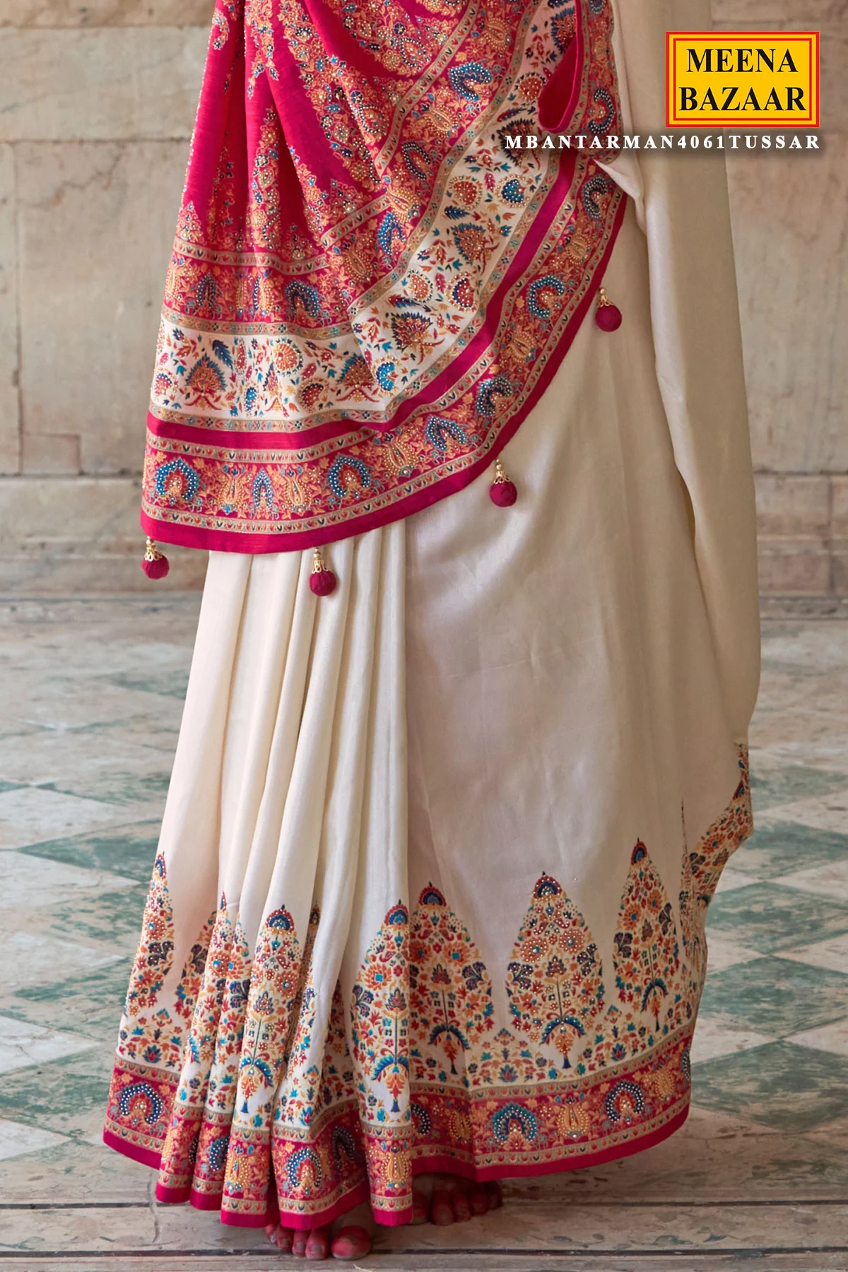 Tussar Printed Silk Saree for Women | Festive Wear Silk Saree - Image 3
