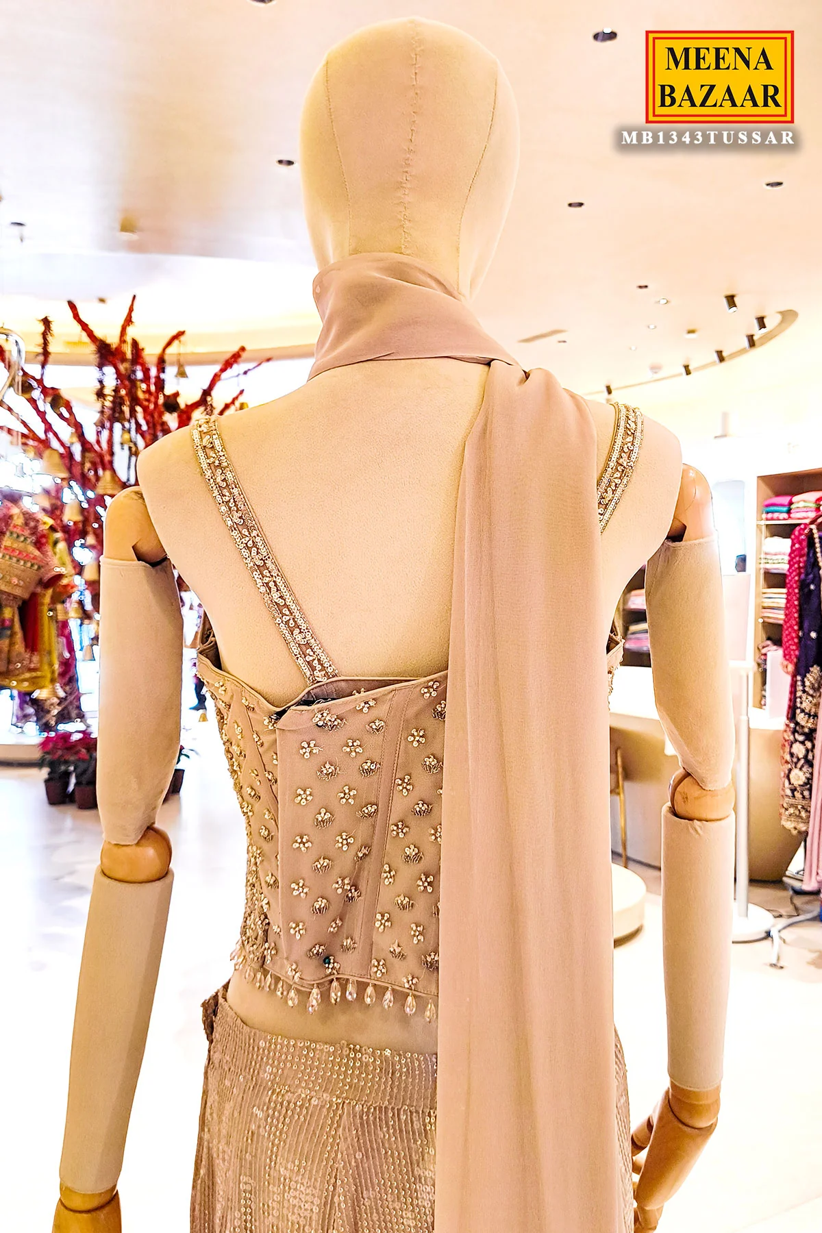 Tussar Sequin 3 Piece Corset Set - Image 4