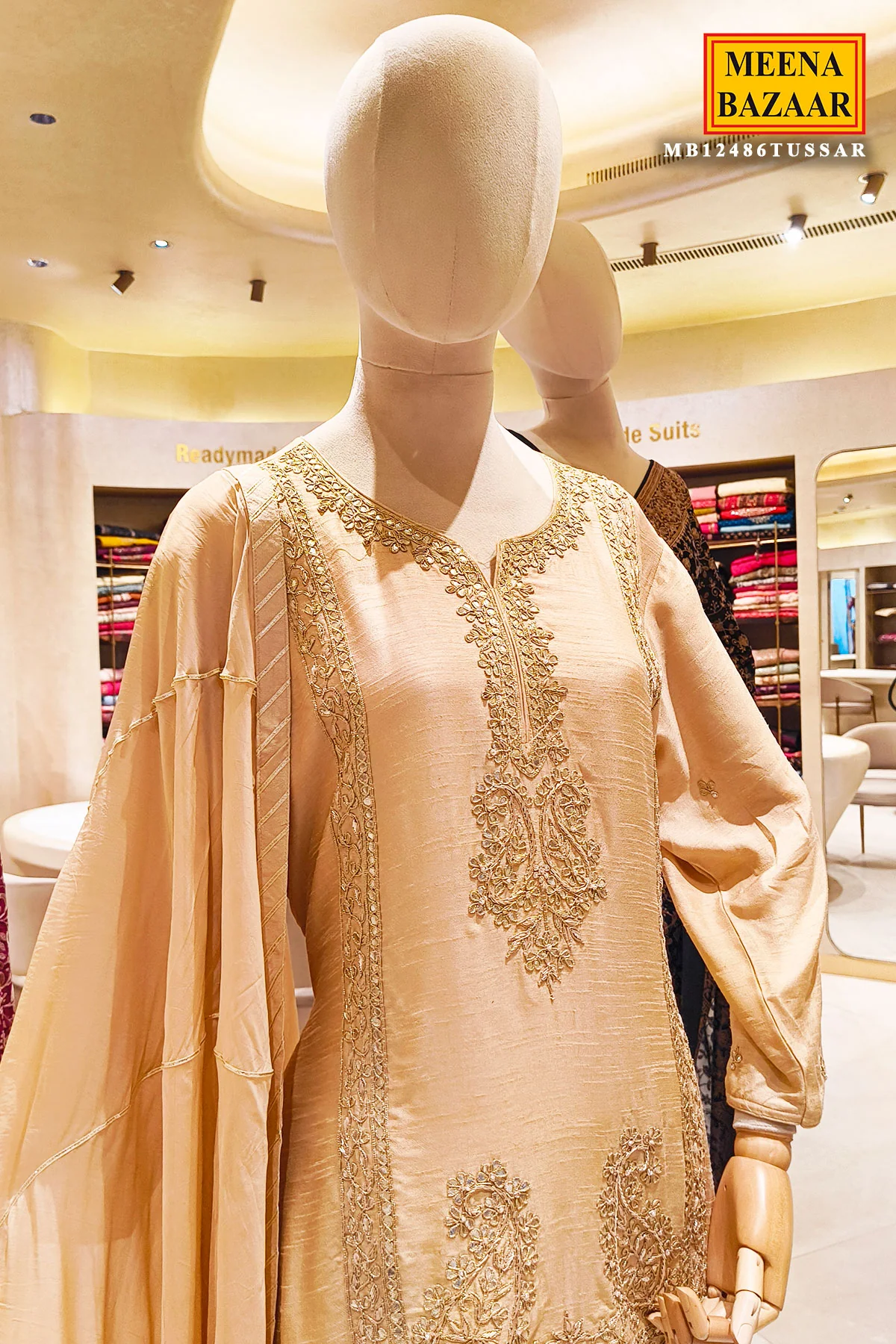 Tussar Sharara Set with Intricate Zari & Paisley Embroidery - Image 3