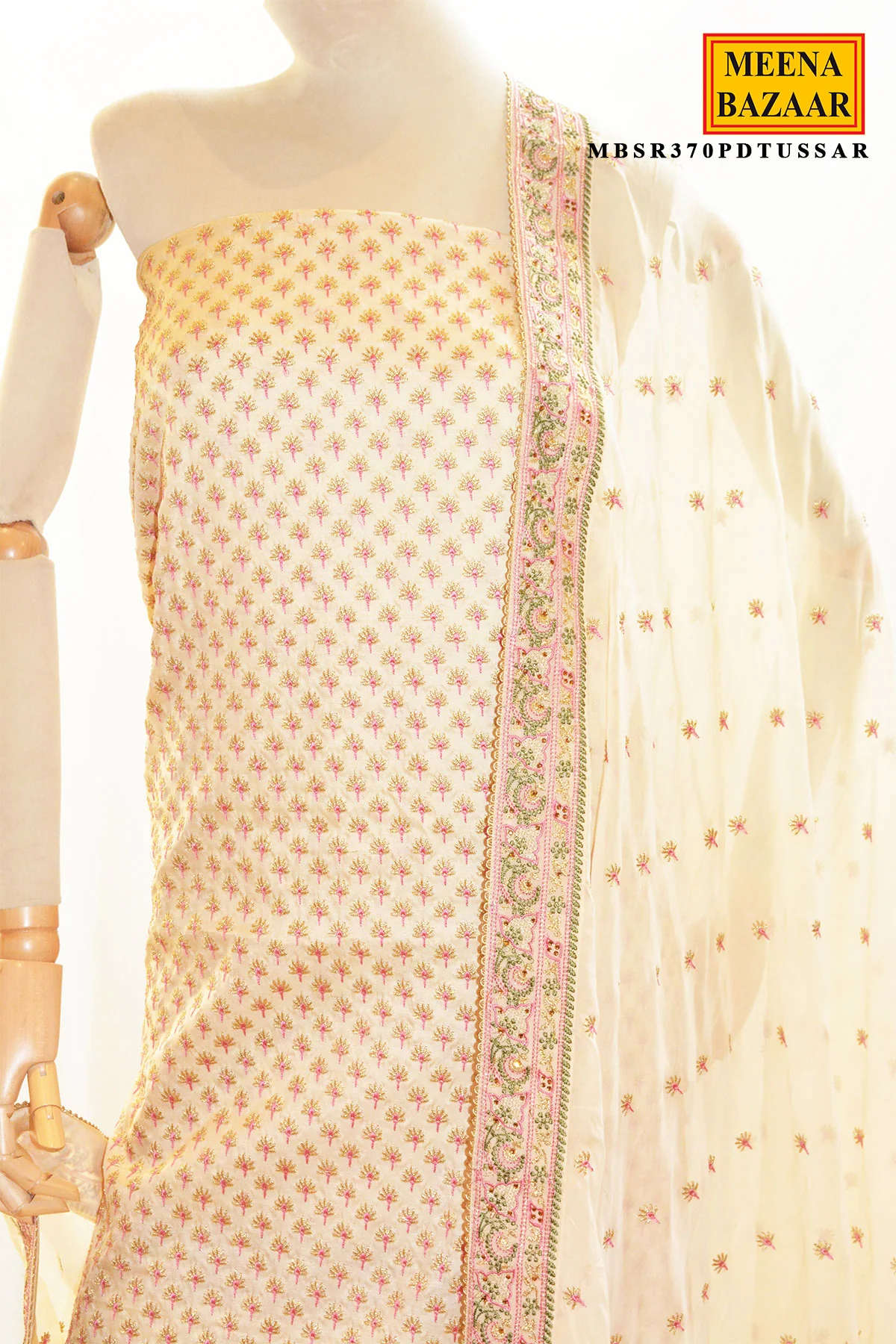 Tussar Silk Suit Set with Dupatta - Image 3