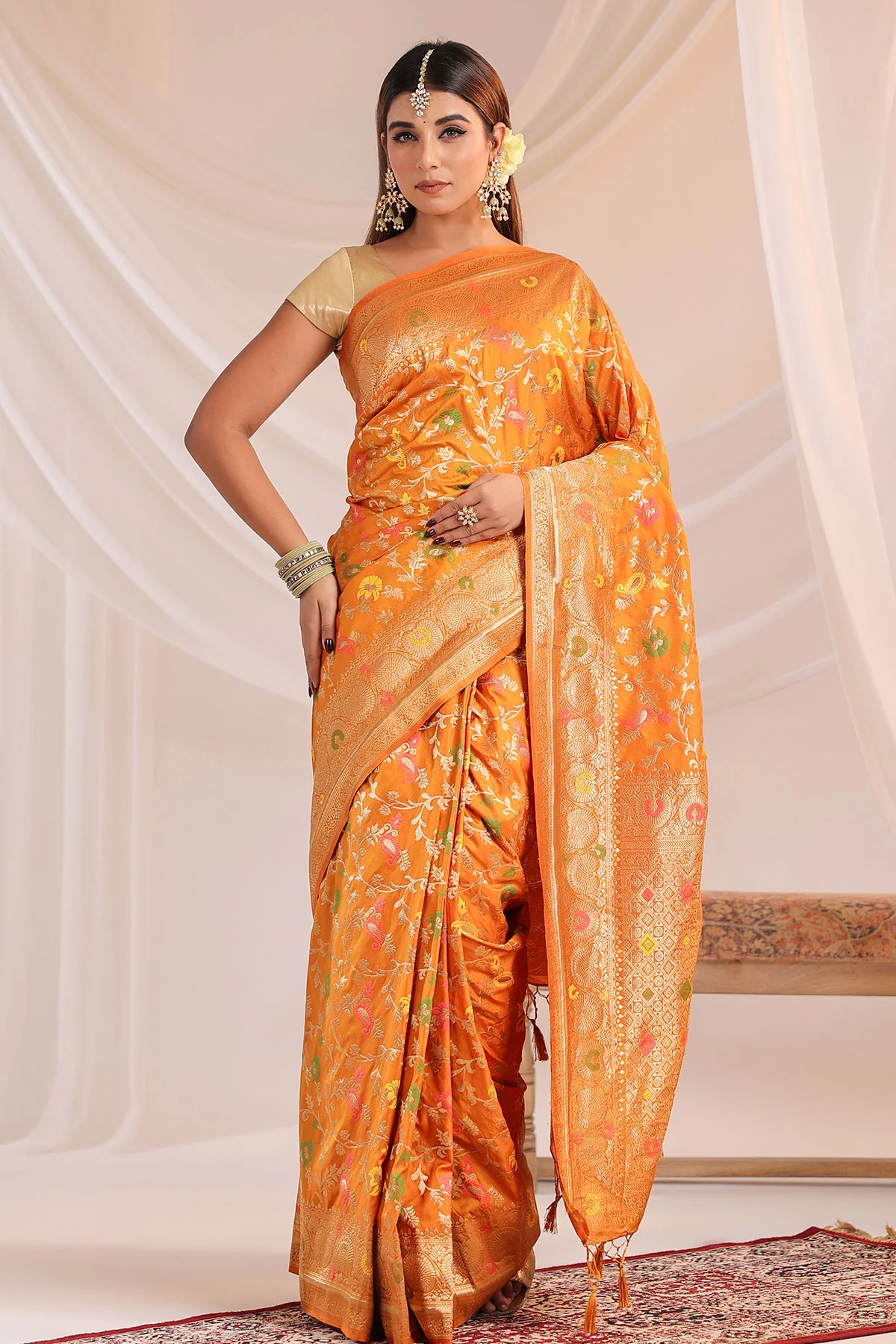 Mustard Silk Weaving Saree Elegant Festive & Wedding Wear - Image 4