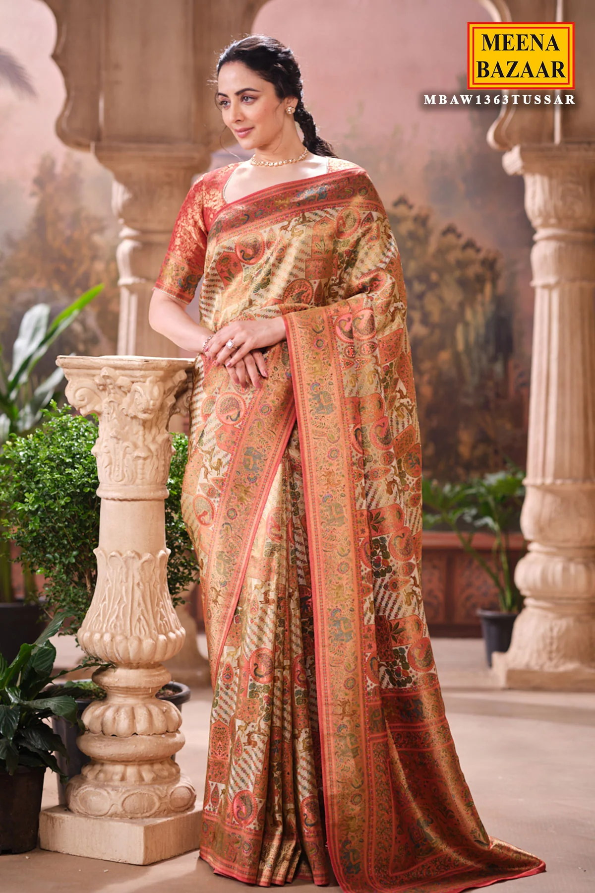 Rust Silk Weaving Saree Elegant Traditional & Festive Wear - Image 3