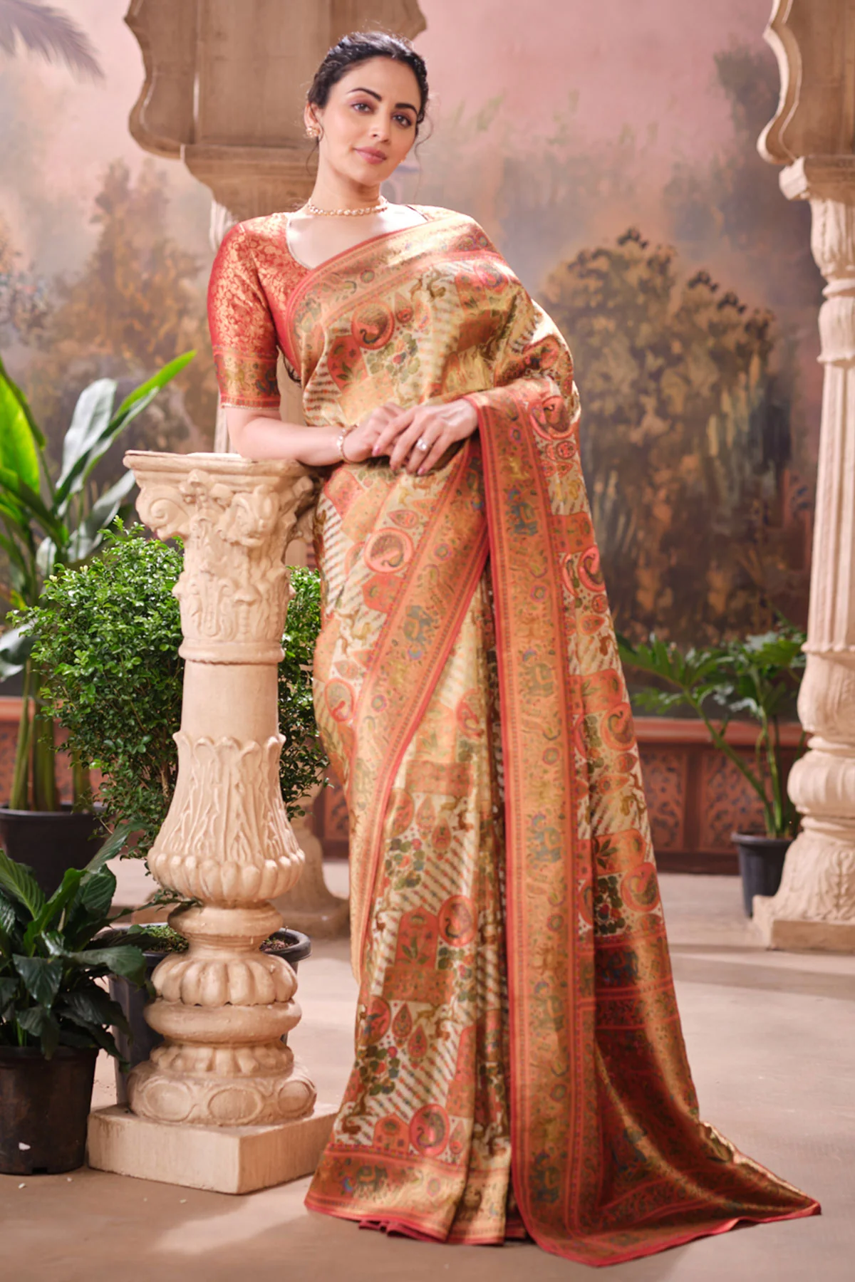 Rust Silk Weaving Saree Elegant Traditional & Festive Wear - Image 4