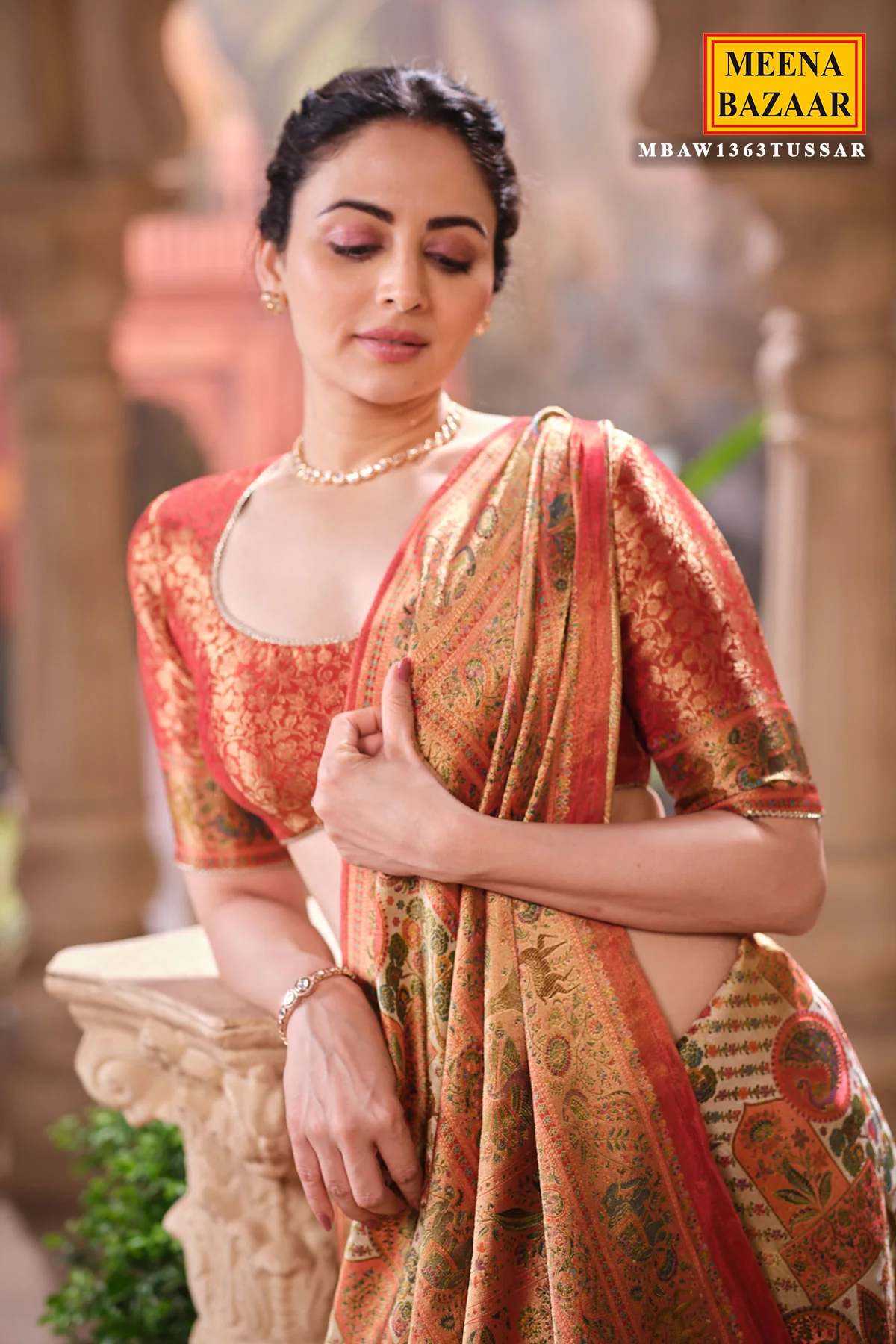 Rust Silk Weaving Saree Elegant Traditional & Festive Wear - Image 7
