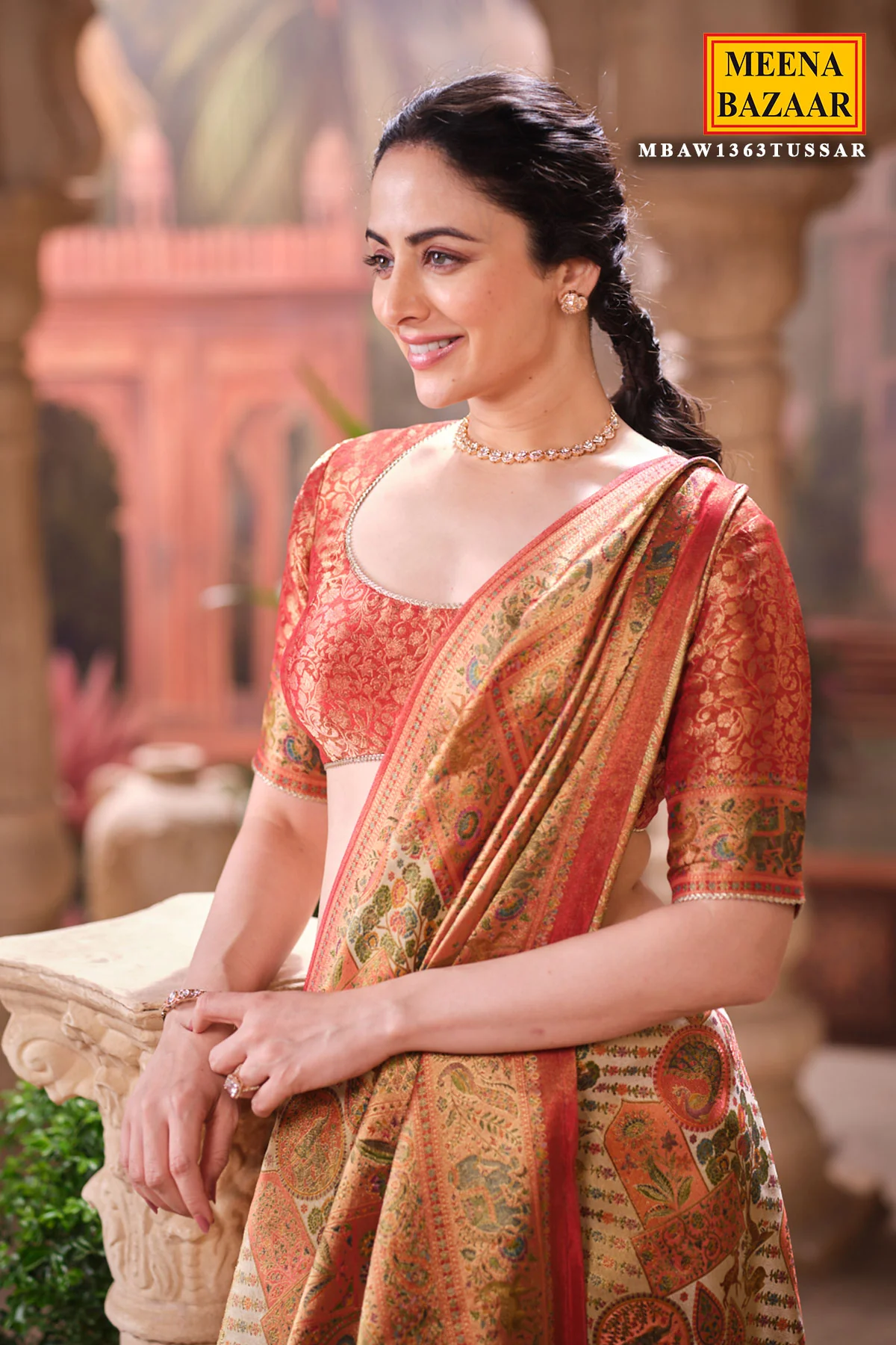 Rust Silk Weaving Saree Elegant Traditional & Festive Wear - Image 8