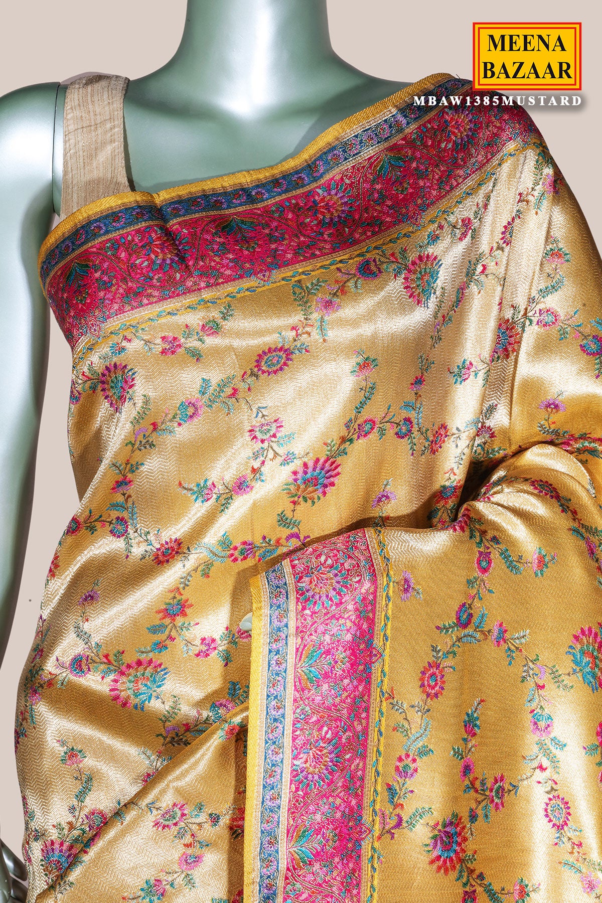 Mustard Silk Weaving Saree Elegant Traditional Silk Saree - Image 4