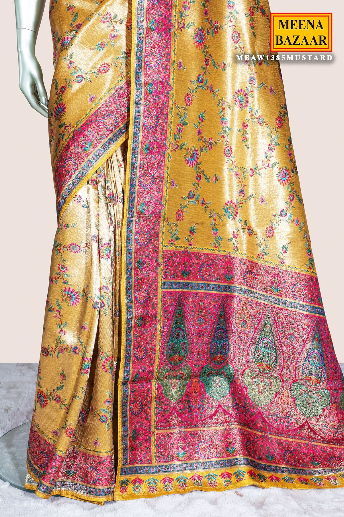 Mustard Silk Weaving Saree Elegant Traditional Silk Saree - Image 5