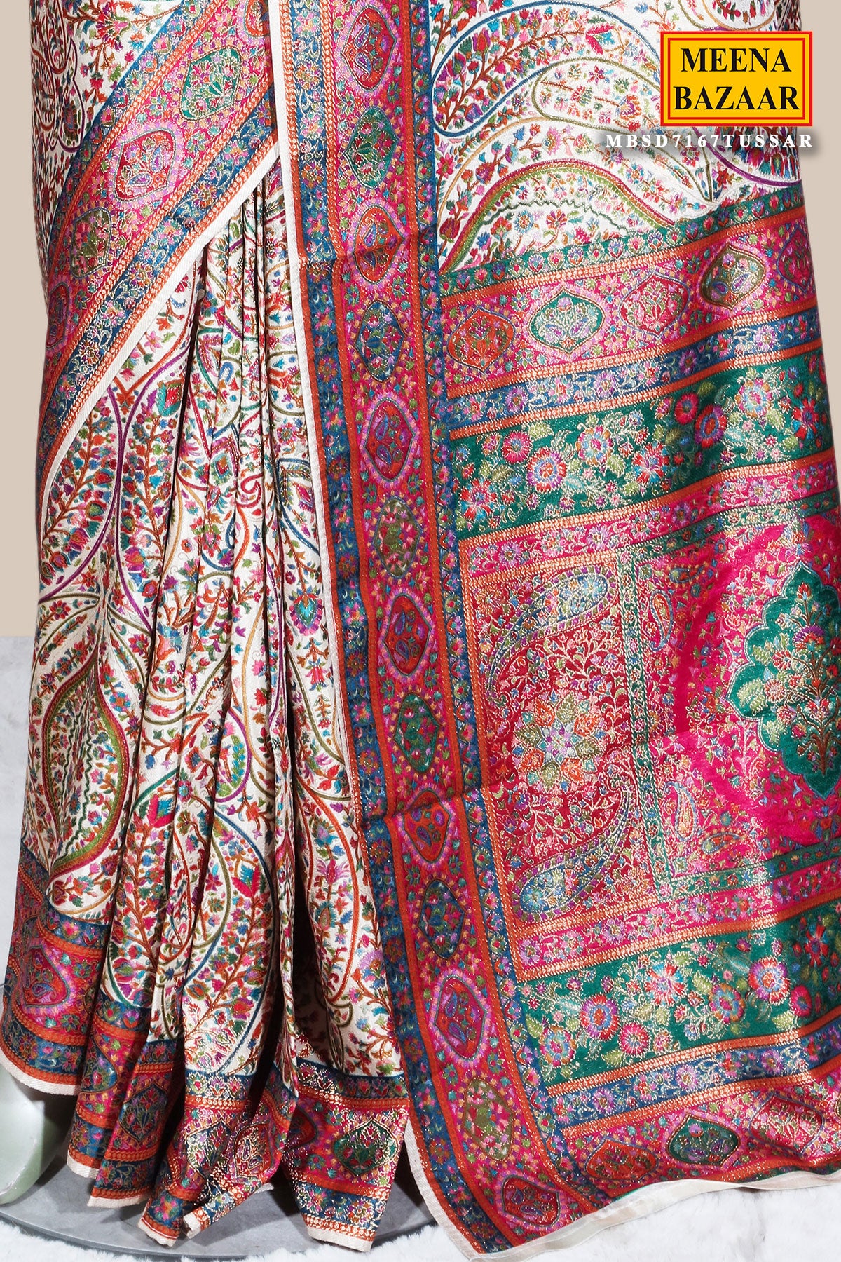Tussar Silk Weaving Saree Traditional Festive Wear - Image 3