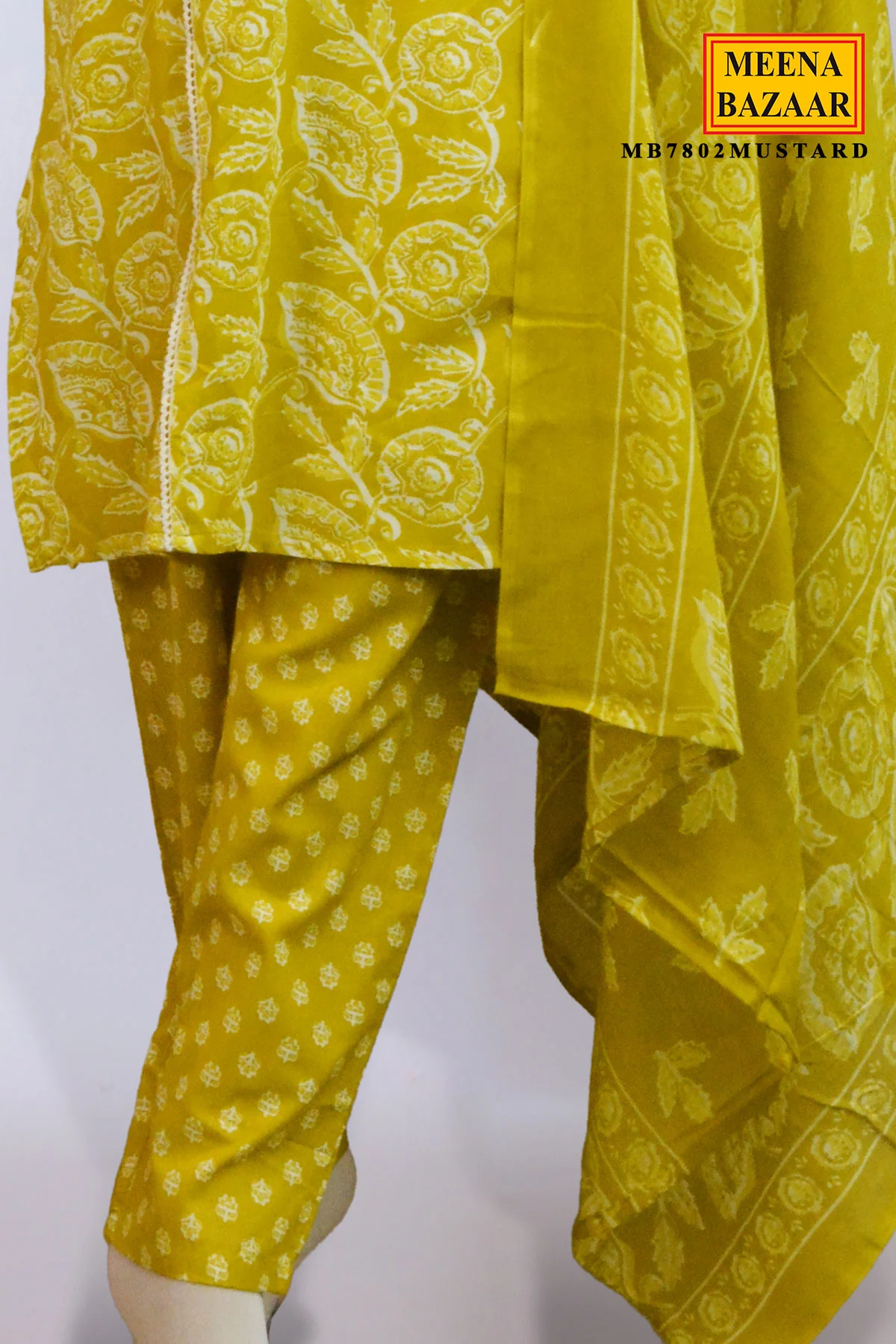 Vibrant Mustard Floral 3-Piece Suit Set - Image 4