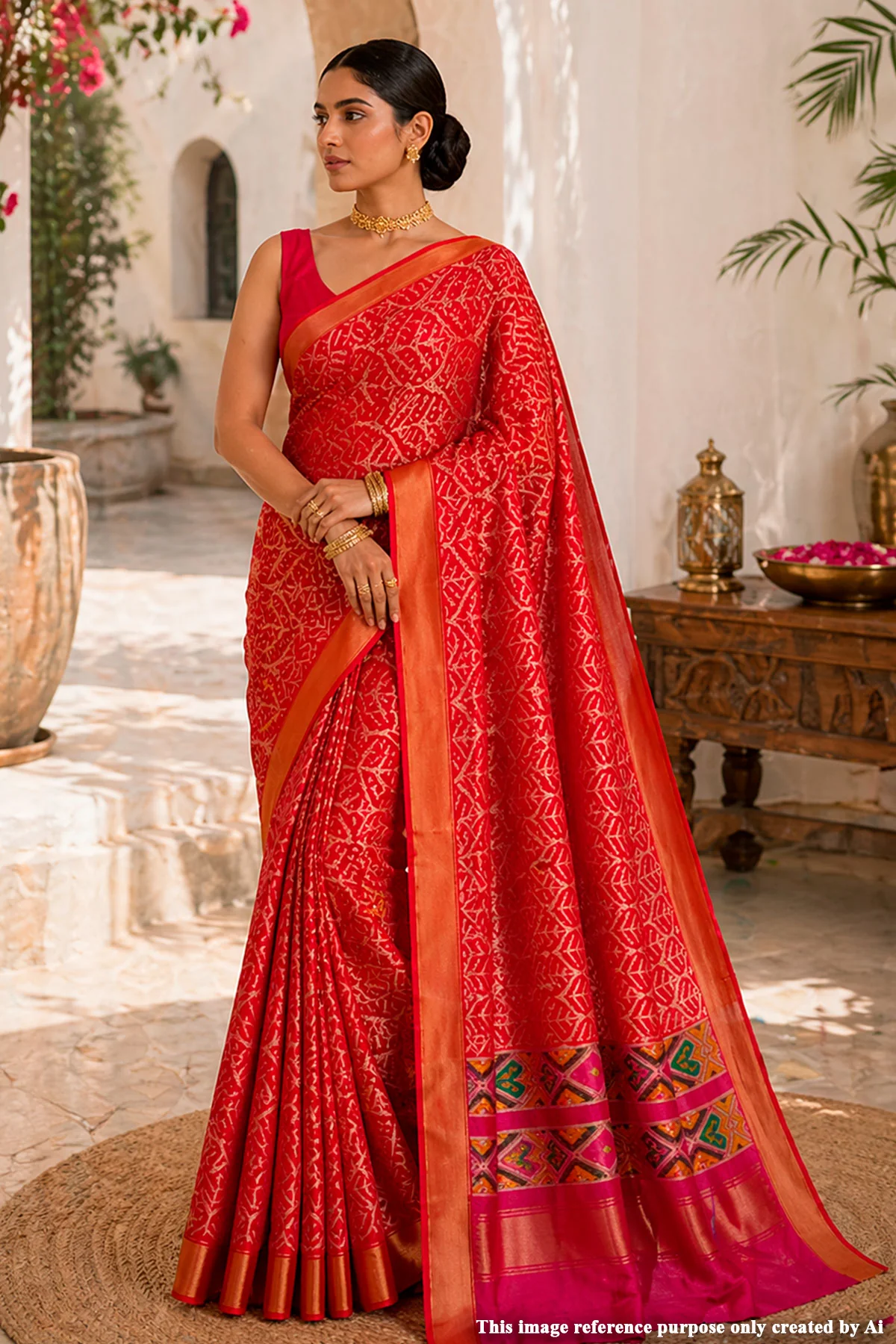 Vibrant Orange Silk Saree