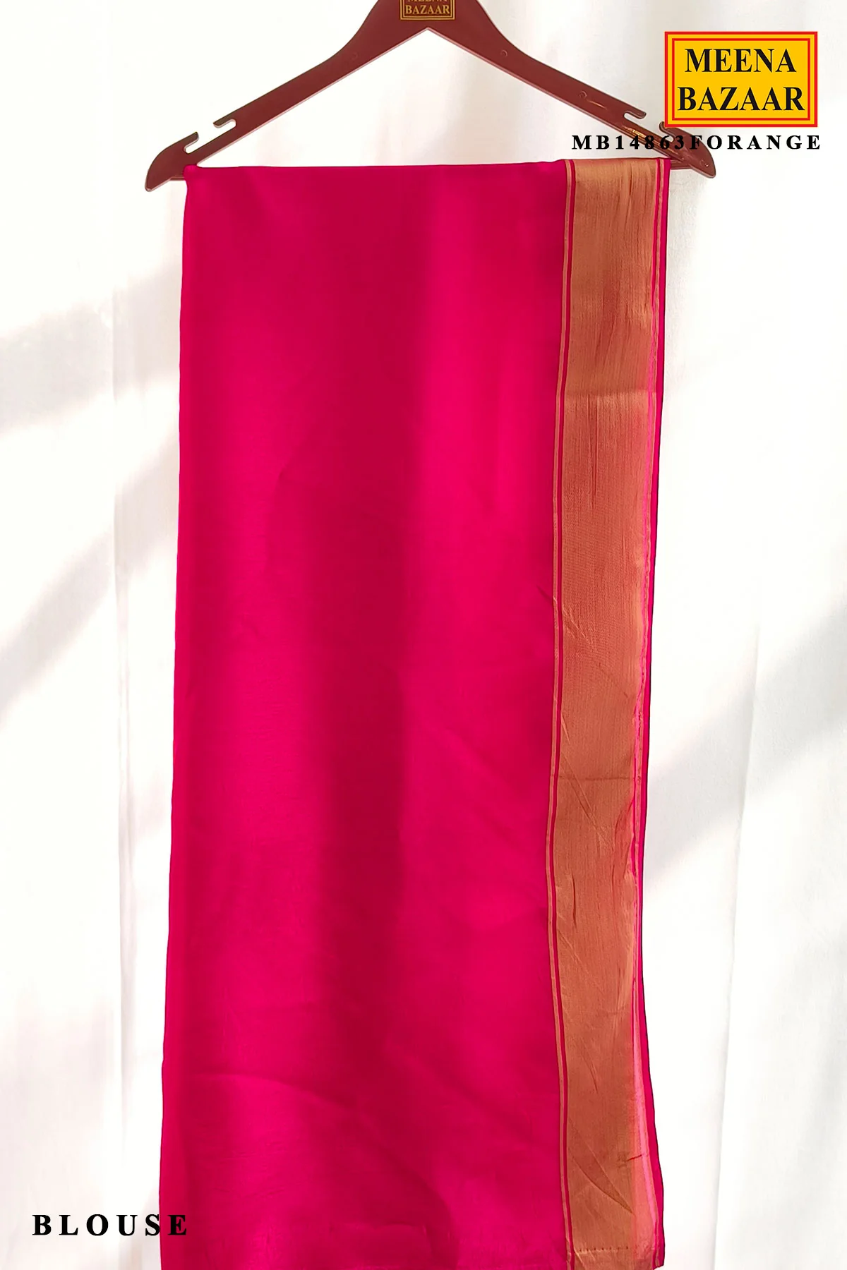 Vibrant Orange Silk Saree - Image 3