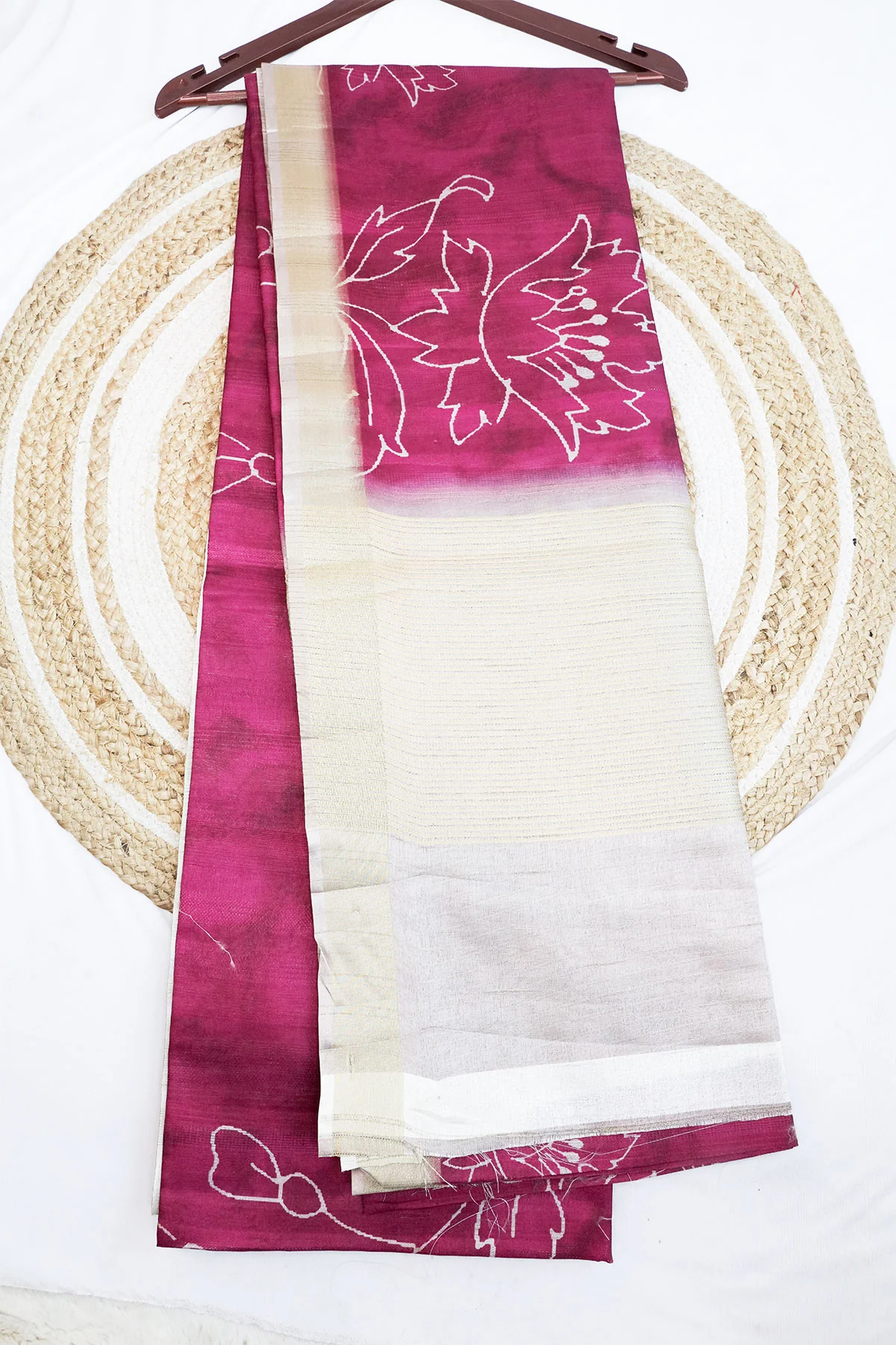 Wine Cotton Weaving Saree Elegant Handloom Style - Image 14