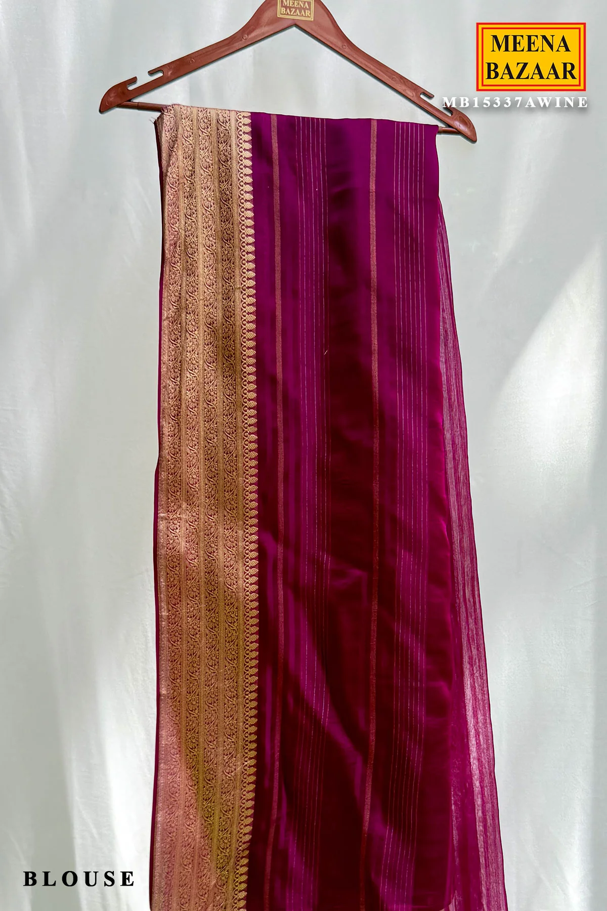 Wine Crepe Saree with Intricate Weaving - Image 3