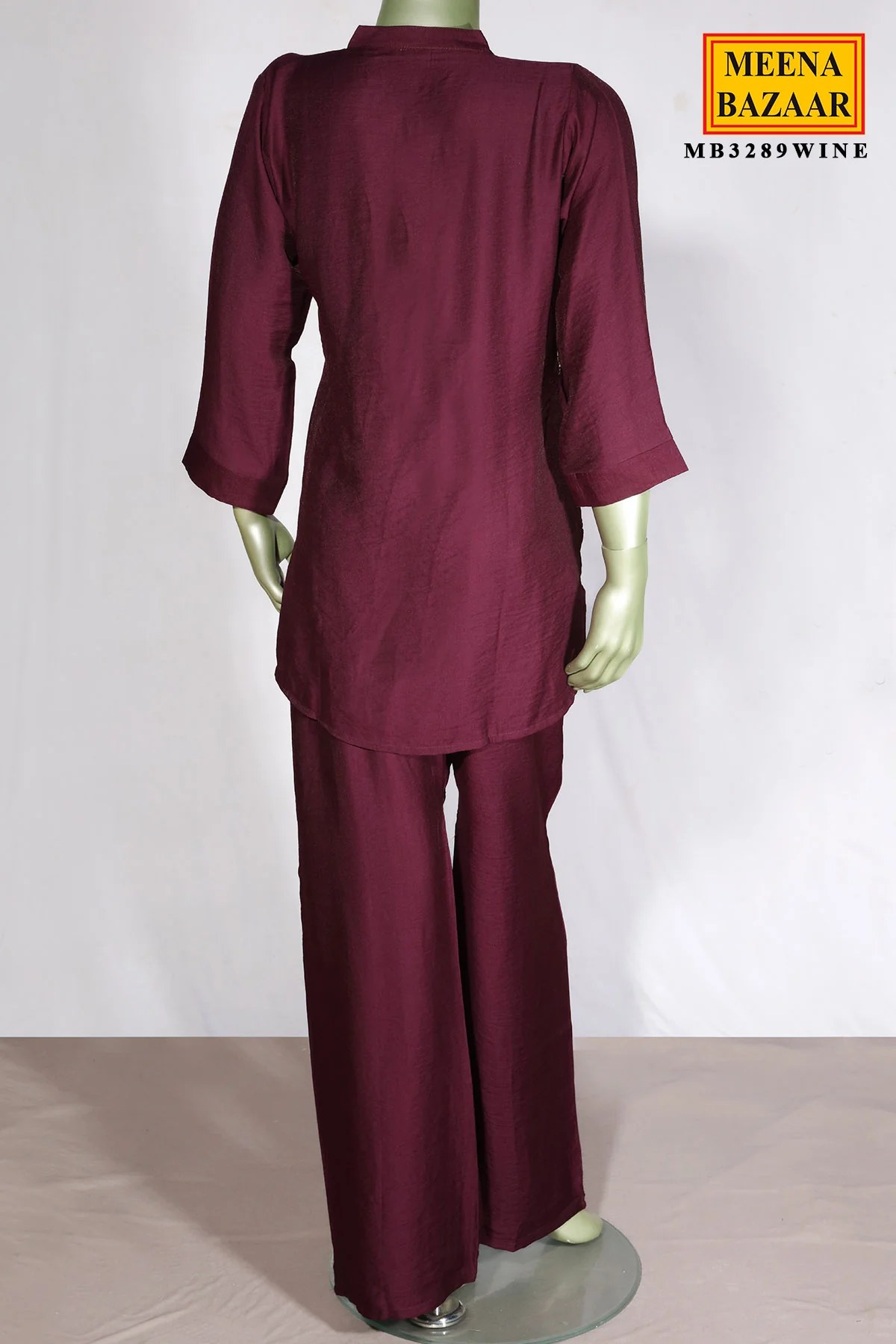 Wine Embroidered Rayon Kurti - Image 4