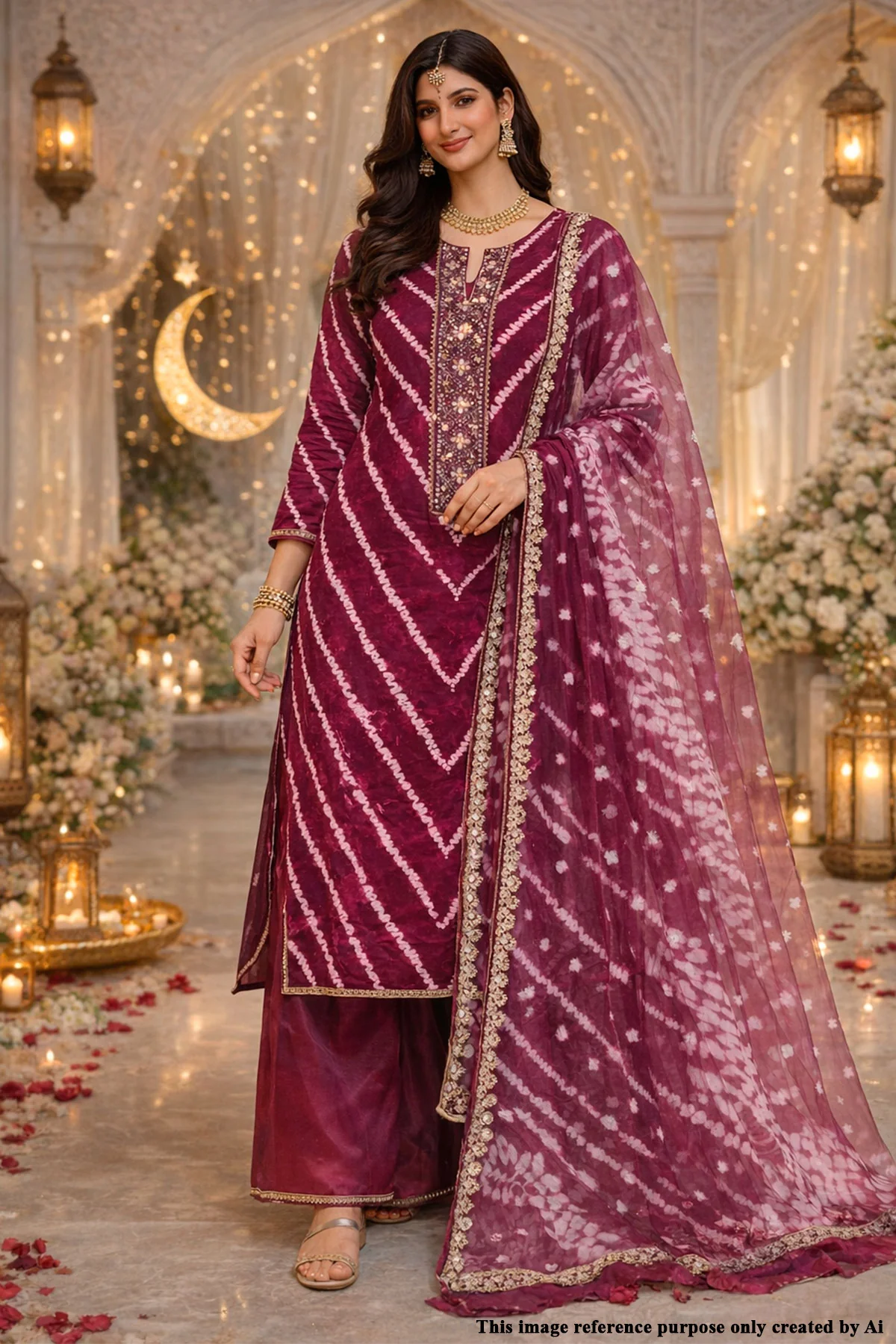 Wine Embroidered Suit Piece Set