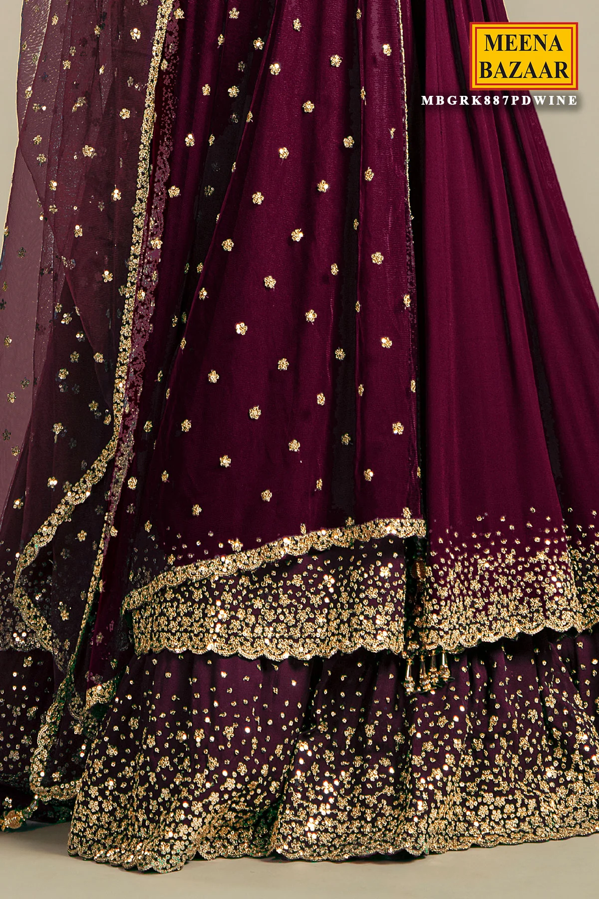 Wine Georgette Lehenga - Image 4