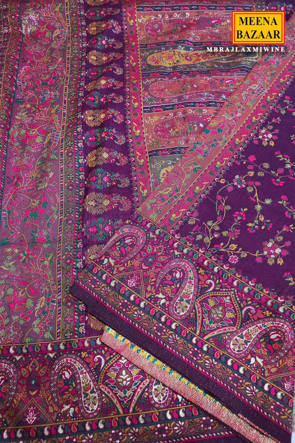 Wine Silk Weaving Saree Elegant Traditional & Festive Wear - Image 3