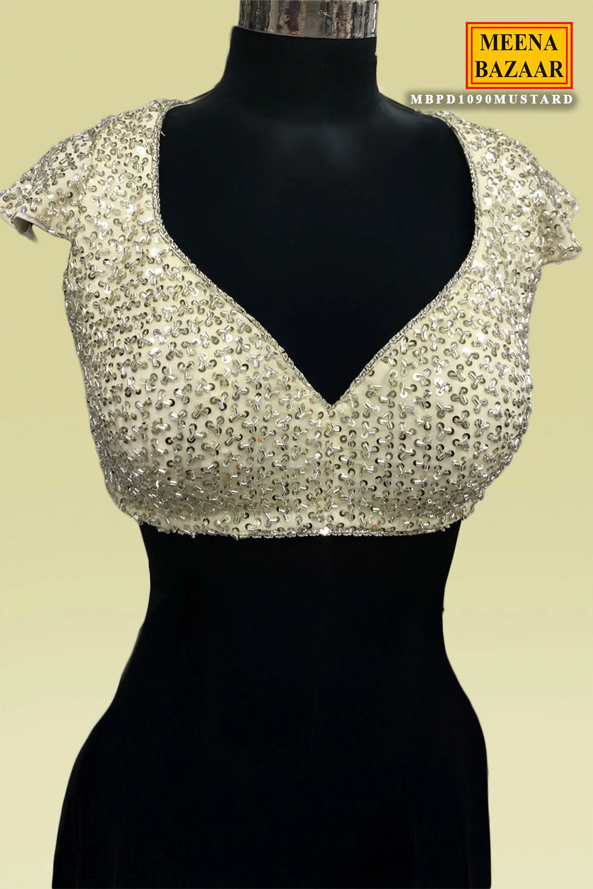 Yellow Georgette Sequins Embroidered Saree with Tassels Embellishments - Image 5