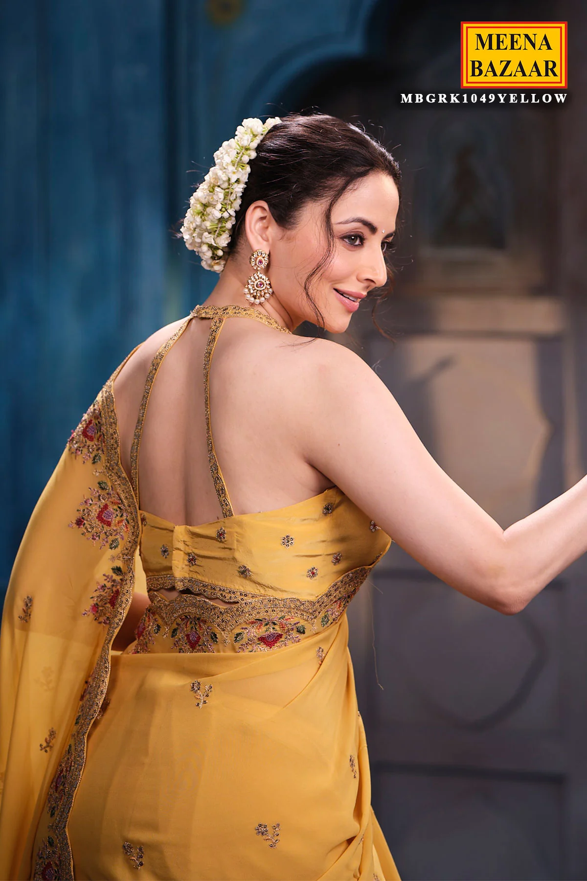 Mustard Georgette Saree Elegant Party & Festive Wear - Image 8